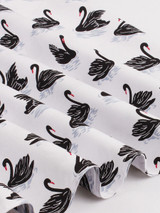 Casual Round Neck Bowknot Swan Printed Skater Dress