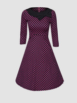 Casual Polka Dot Captivating Round Neck Skater Dress