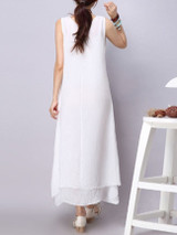 Casual Round Neck Printed Double Layer Maxi Dress