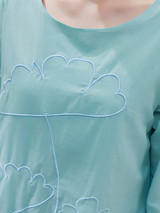 Casual Round Neck Embroidery Plain Shift Dress