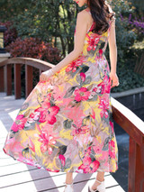 Charming Spaghetti Strap Floral Printed Maxi Dress