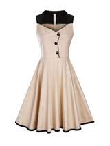 Casual Special Designed Sweet Heart Color Block Skater Dress