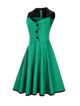 Casual Special Designed Sweet Heart Color Block Skater Dress