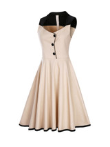 Casual Special Designed Sweet Heart Color Block Skater Dress