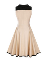 Casual Special Designed Sweet Heart Color Block Skater Dress