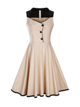 Casual Special Designed Sweet Heart Color Block Skater Dress