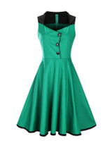 Casual Special Designed Sweet Heart Color Block Skater Dress