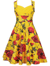 Casual Sweet Heart Pleated Bodice Skater Dress In Floral Printed