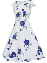 Casual Remarkable V-Neck Floral Printed Skater Dress