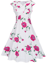Casual Remarkable V-Neck Floral Printed Skater Dress