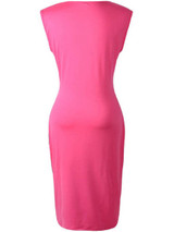 Casual Courtly Round Neck Printed Sleeveless Bodycon Dress
