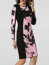 Casual Crew Neck Printed Bodycon Dress