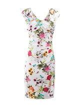 Casual Ruched Sweet Heart Floral Printed Bodycon Dress