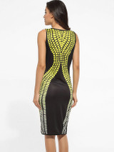 Casual Scoop Neck Dacron Printed Bodycon Dress