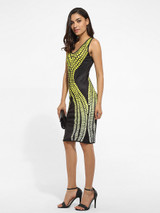 Casual Scoop Neck Dacron Printed Bodycon Dress