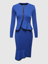 Casual Falbala Fantastic &Stylish Round Neck Bodycon Dress