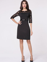 Casual Boat Neck Glitter Patchwork Plain Split Bodycon Dress