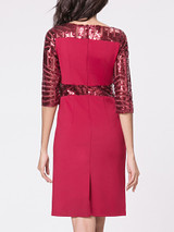 Casual Boat Neck Glitter Patchwork Plain Split Bodycon Dress