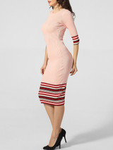 Casual Crew Neck Striped Bodycon-dress