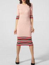 Casual Crew Neck Striped Bodycon-dress