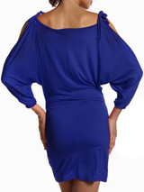 Casual Solid-Color Open Shoulder Bodycon Dress