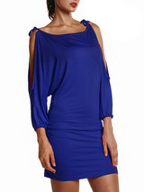 Casual Solid-Color Open Shoulder Bodycon Dress
