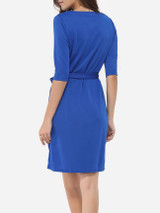 Casual Bowknot Boat Neck Dacron Plain Bodycon-dress