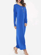 Casual Side Slit Glamorous Round Neck Maxi-dress Casual Side Slit Glamorous Round Neck Maxi-dress