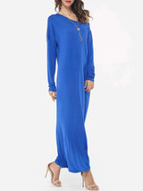 Casual Side Slit Glamorous Round Neck Maxi-dress Casual Side Slit Glamorous Round Neck Maxi-dress