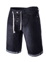 Casual Denim Drawstring Unique Light Wash Men's Short