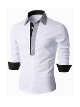 Casual Color Block Patchwork Small Lapel Men's Shirt