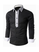 Casual Color Block Patchwork Small Lapel Men's Shirt