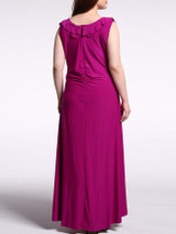 Casual Cascading Ruffles Plain V-Neck Swing Plus Size Maxi Dress