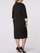 Casual Round Neck Abstract Print Plus Size Bodycon Dress