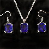 925 Sterling Silver Holding Blue Crystals Set of Necklace n Earrings: Hutzell