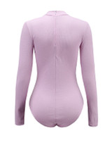 Casual Band Collar Lace-Up Hollow Out Plain Bodysuit