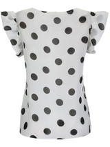 Casual Ruffle Trim Polka Dot Round Neck Blouse Casual Ruffle Trim Polka Dot Round Neck Blouse