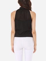 Casual Hollow Out Patchwork Plain Designed Band Collar Blouse Casual Hollow Out Patchwork Plain Designed Band Collar Blouse