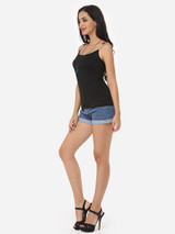 Casual Beading Spaghetti Strap Cotton Plain Camisole