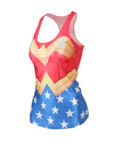 Casual Racerback Color Block Star Scoop Neck Tank Top