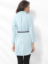 Casual Single Breasted Polo Collar Dacron Plain Blouse