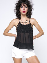 Casual See-Through Leopard Racerback Spaghetti Strap Camisole