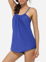 Casual Loose Fitting Spaghetti Strap Chiffon Plain Camisole