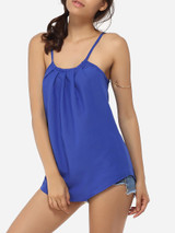 Casual Loose Fitting Spaghetti Strap Chiffon Plain Camisole