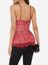 Casual Spaghetti Strap Lace Lace Plain Camisole