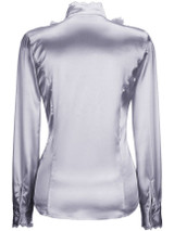 Casual Band Collar Cascading Ruffles Solid Blouse