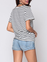 Casual Striped Batwing Exquisite Round Neck Short-sleeve-t-shirt