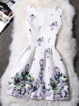 Casual Round Neck Unique Printed Fabulous Skater Dress