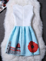 Casual Round Neck Sleeveless Printed Excellent Skater Dress