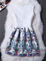 Casual Round Neck Printed Trendy Skater Dress